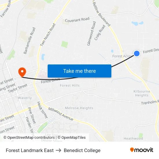 Forest Landmark East to Benedict College map