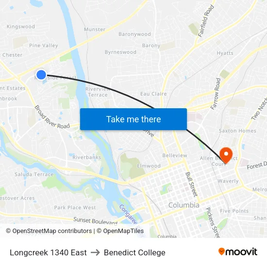 Longcreek 1340 East to Benedict College map
