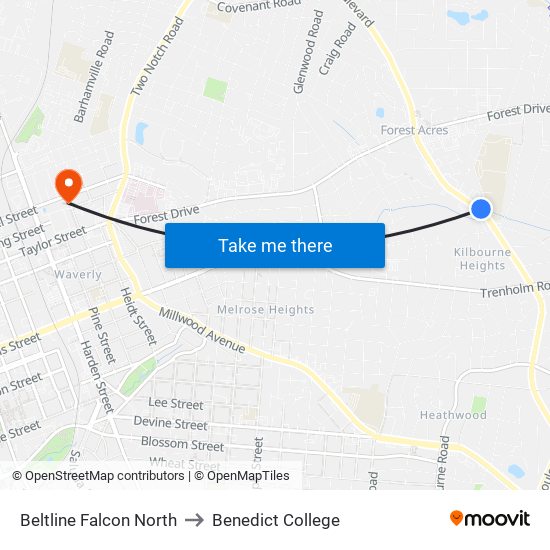 Beltline Falcon North to Benedict College map