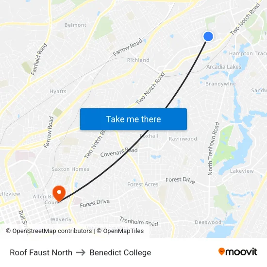 Roof Faust North to Benedict College map