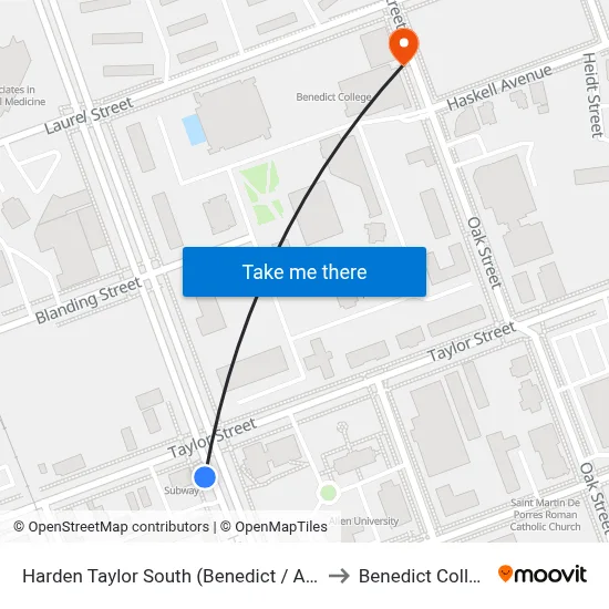 Harden Taylor South (Benedict / Allen) to Benedict College map