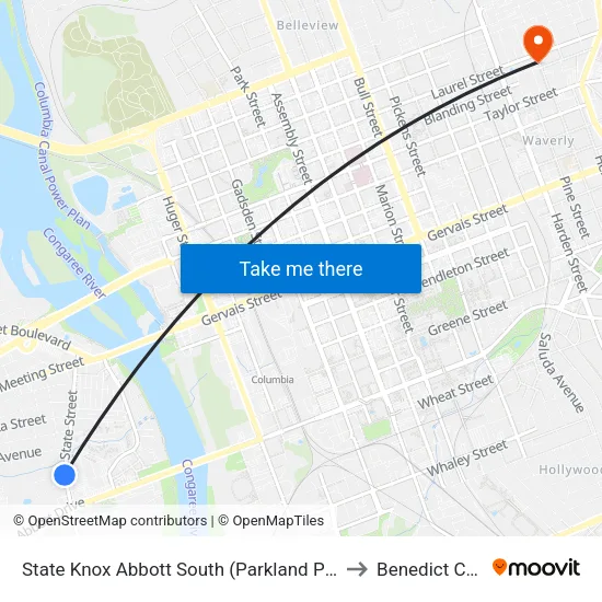 State Knox Abbott South (Parkland Plaza / Cayce) to Benedict College map
