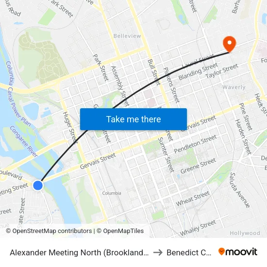 Alexander Meeting North (Brookland / Riverwalk) to Benedict College map