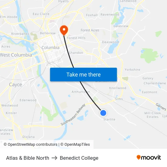 Atlas & Bible North to Benedict College map