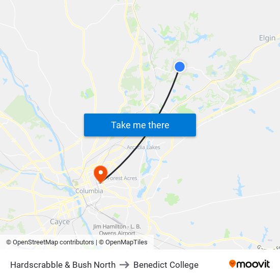 Hardscrabble & Bush North to Benedict College map