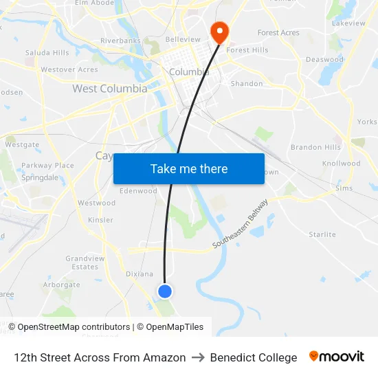 12th Street Across From Amazon to Benedict College map