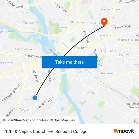 12th & Naples Church to Benedict College map