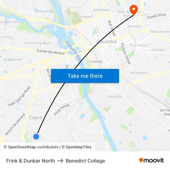 Frink & Dunbar North to Benedict College map