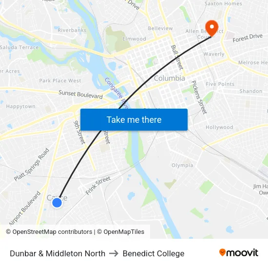 Dunbar & Middleton North to Benedict College map