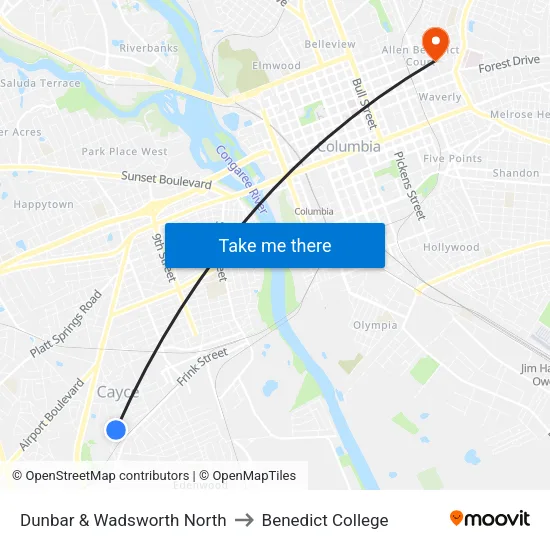 Dunbar & Wadsworth North to Benedict College map