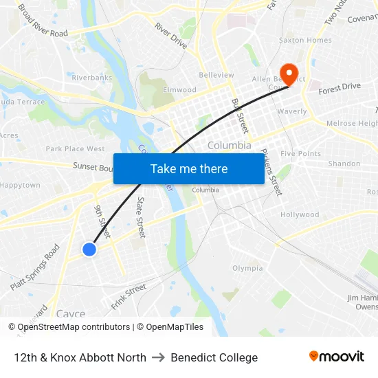 12th & Knox Abbott North to Benedict College map