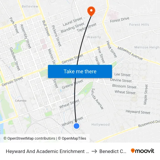 Heyward And Academic Enrichment Center East to Benedict College map