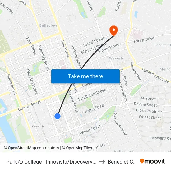 Park @ College - Innovista/Discovery Parking South to Benedict College map