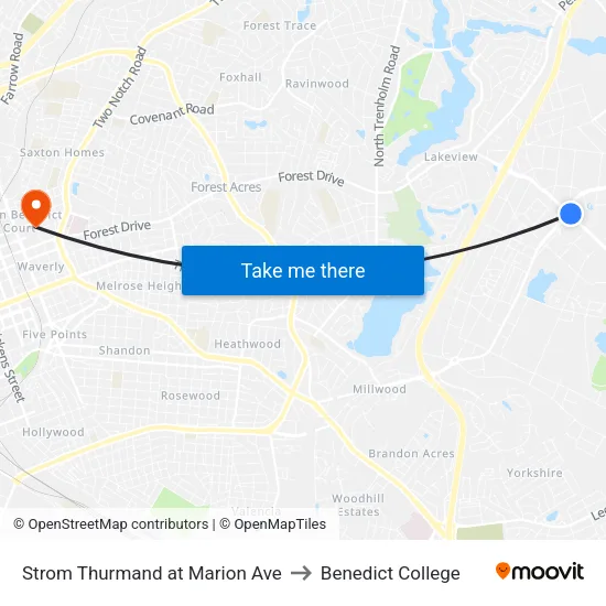 Strom Thurmand at Marion Ave to Benedict College map