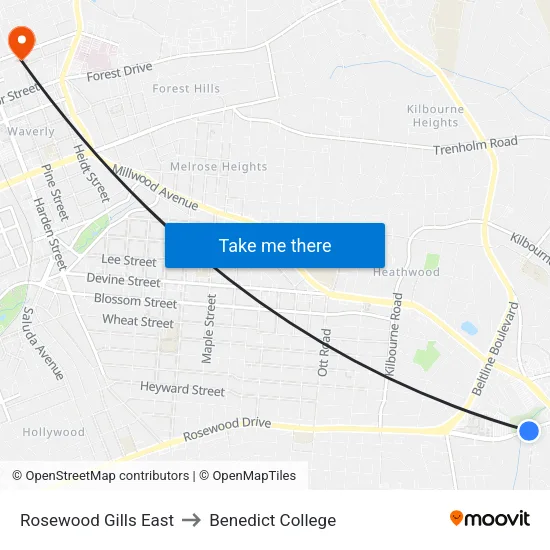 Rosewood Gills East to Benedict College map