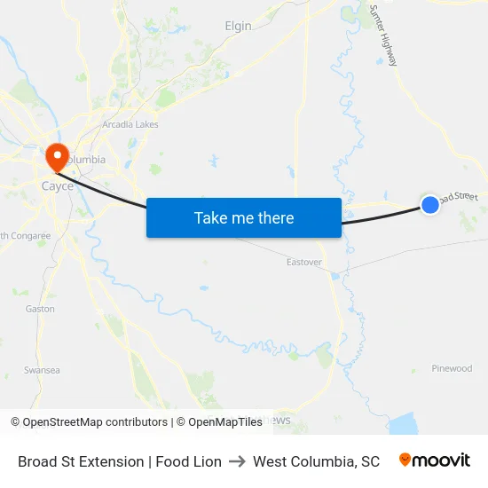 Broad St Extension | Food Lion to West Columbia, SC map