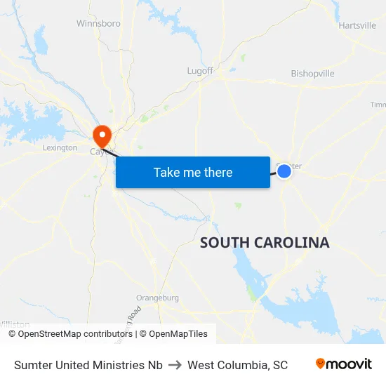 Sumter United Ministries Nb to West Columbia, SC map