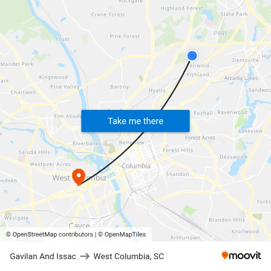 Gavilan And Issac to West Columbia, SC map