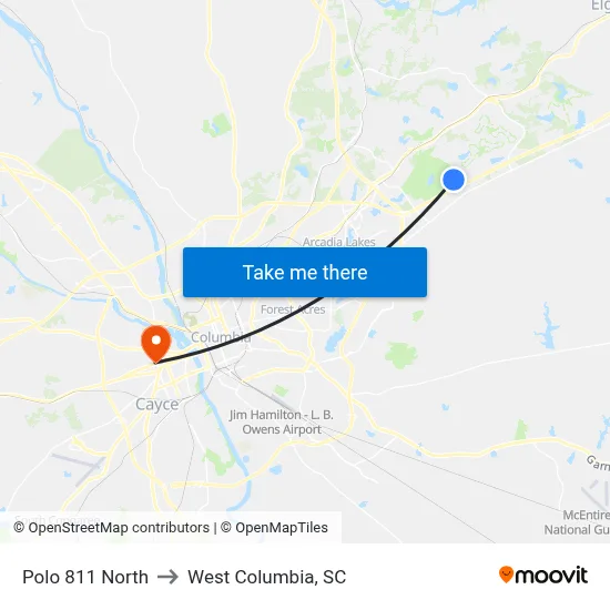 Polo 811 North to West Columbia, SC map