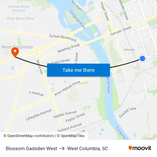 Blossom Gadsden West to West Columbia, SC map