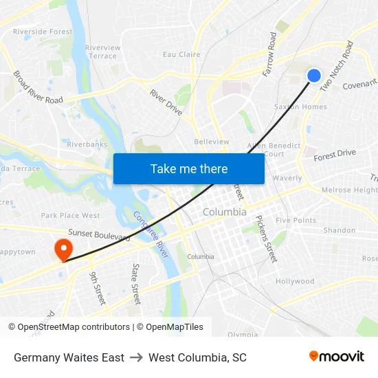 Germany Waites East to West Columbia, SC map