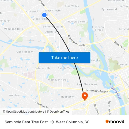 Seminole Bent Tree East to West Columbia, SC map