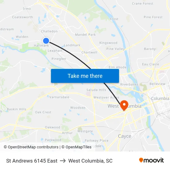 St Andrews 6145 East to West Columbia, SC map