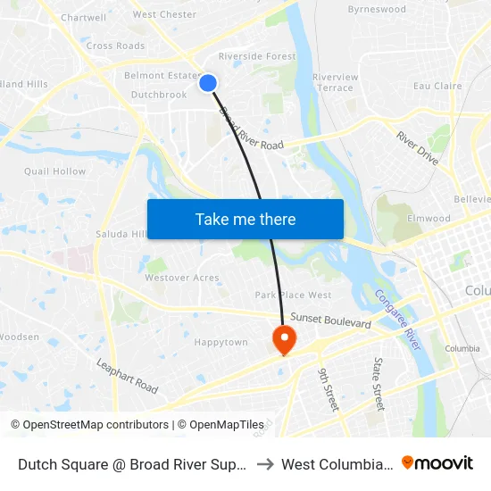 Dutch Square @ Broad River Superstop to West Columbia, SC map