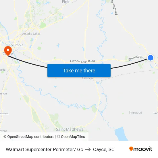 Walmart Supercenter Perimeter/ Gc to Cayce, SC map
