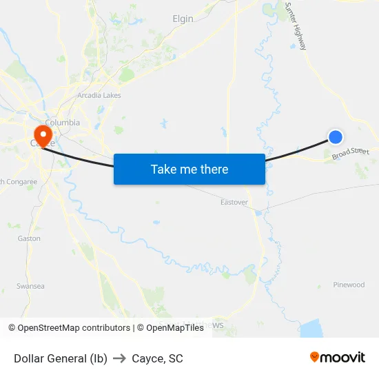 Dollar General (Ib) to Cayce, SC map