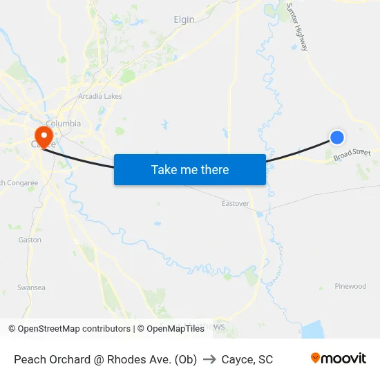 Peach Orchard @ Rhodes Ave. (Ob) to Cayce, SC map