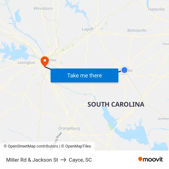 Miller Rd & Jackson St to Cayce, SC map
