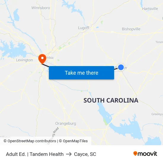 Adult Ed. | Tandem Health to Cayce, SC map