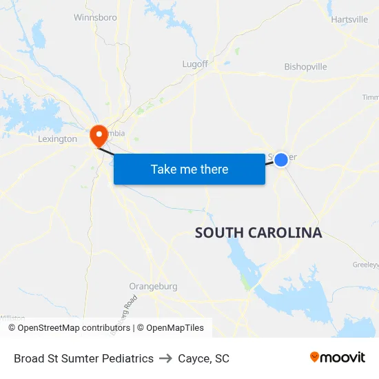 Broad St Sumter Pediatrics to Cayce, SC map