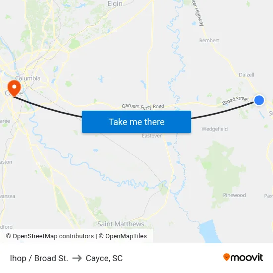 Ihop / Broad St. to Cayce, SC map