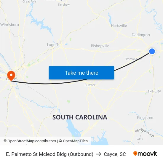 E. Palmetto St Mcleod Bldg (Outbound) to Cayce, SC map