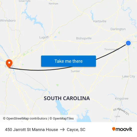 450 Jarrott St Manna House to Cayce, SC map
