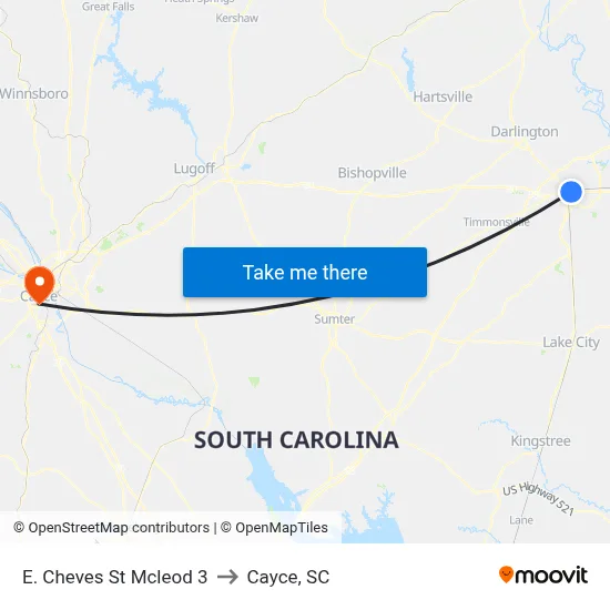 E. Cheves St Mcleod 3 to Cayce, SC map