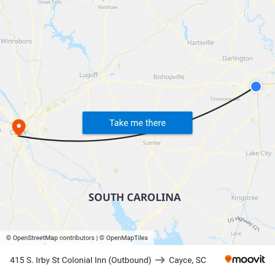 415 S. Irby St Colonial Inn (Outbound) to Cayce, SC map