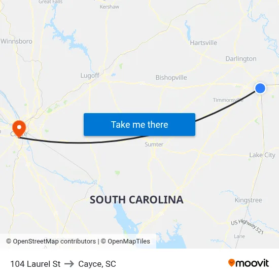 104 Laurel St to Cayce, SC map