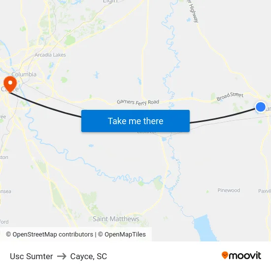 Usc Sumter to Cayce, SC map