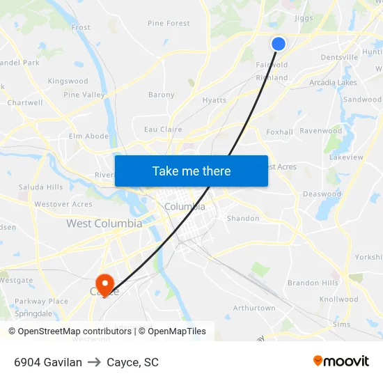 6904 Gavilan to Cayce, SC map