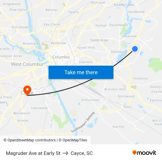 Magruder Ave at Early St to Cayce, SC map