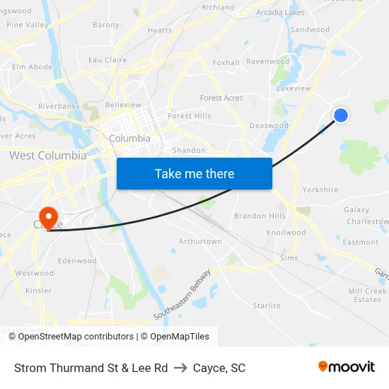 Strom Thurmand St & Lee Rd to Cayce, SC map