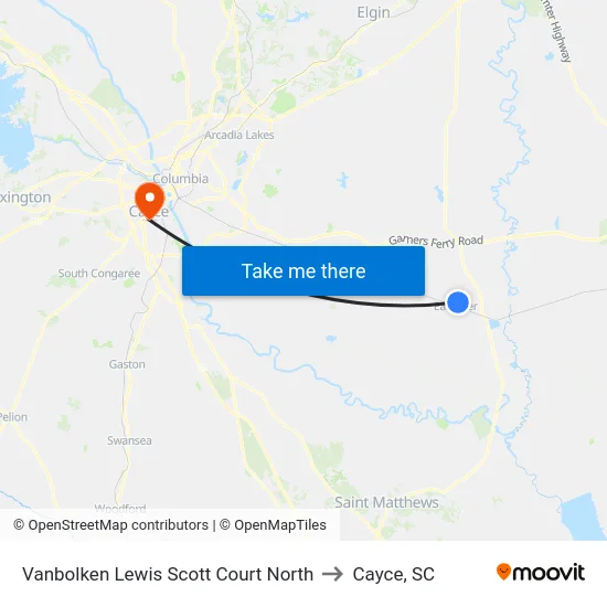 Vanbolken Lewis Scott Court North to Cayce, SC map