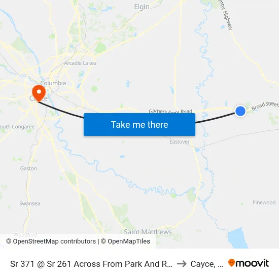 Sr 371 @ Sr 261 Across From Park And Ride Lot to Cayce, SC map