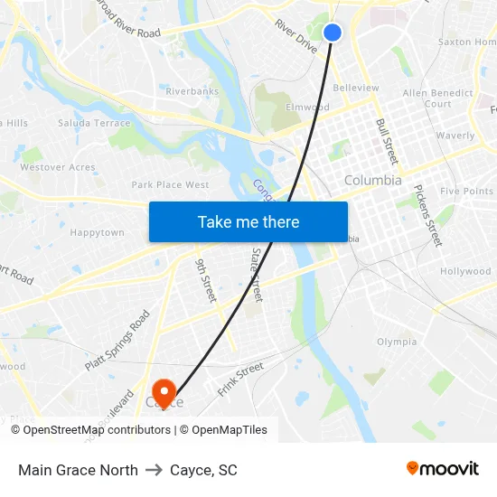 Main Grace North to Cayce, SC map