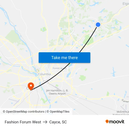 Fashion Forum West to Cayce, SC map