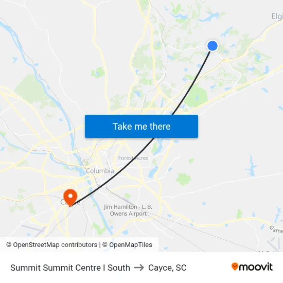 Summit Summit Centre I South to Cayce, SC map