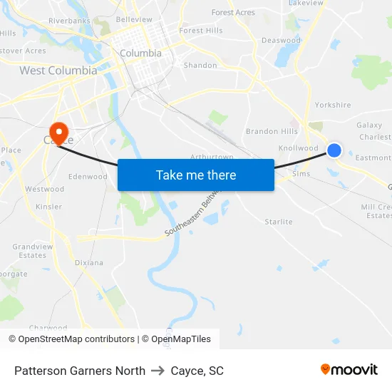 Patterson Garners North to Cayce, SC map